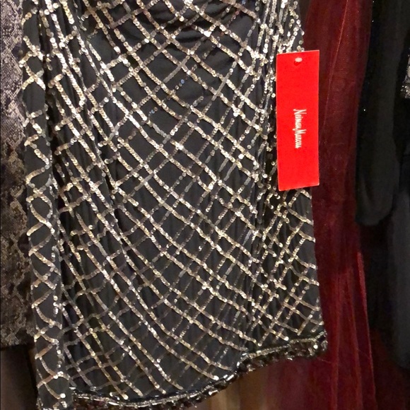 Neiman Marcus Silver Sequins gray strapless dress - Picture 4 of 10